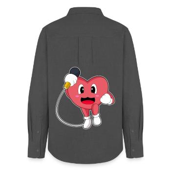 Heart Singer Microphone Singing - Women's Oxford Shirt - anthracite - Back - AI Model Female 172 light (172cm)