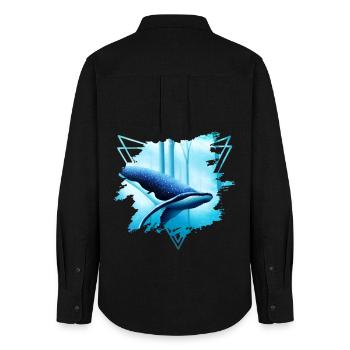 Whale Shark Motive: A Majesty - Women's Oxford Shirt - black - Back - AI Model Female 172 light (172cm)