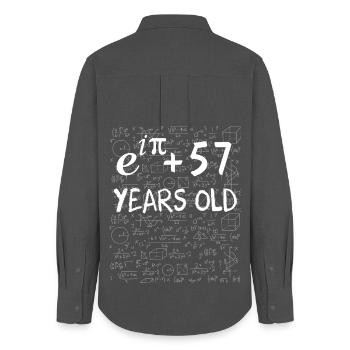 56. Geburtstag 56 Jahre Euler - Frauen Oxford Hemd - Anthrazit - Hinten - AI Model Female 172 light (172cm)