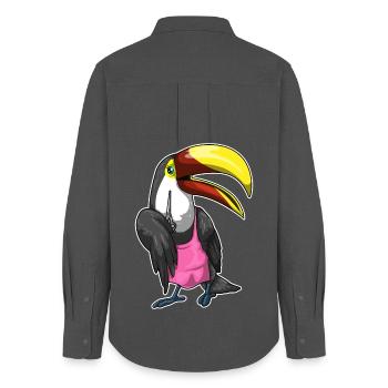 Ciseaux de coiffure Toucan - Chemise Oxford Femme - charbon - Dos - AI Model Female 172 light (172cm)