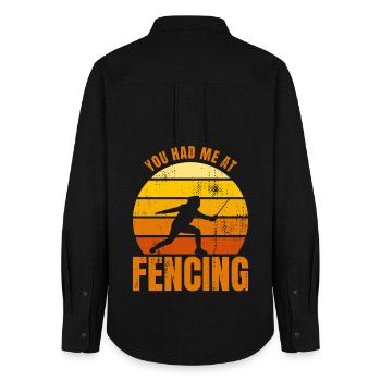 Fencing Joke - Women's Oxford Shirt - black - Back - AI Model Female 172 light (172cm)