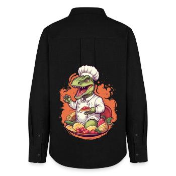 Chef dinosaure - Chemise Oxford Femme - noir - Dos - AI Model Female 172 light (172cm)
