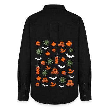 Halloween Patterns - Women's Oxford Shirt - black - Back - AI Model Female 172 light (172cm)