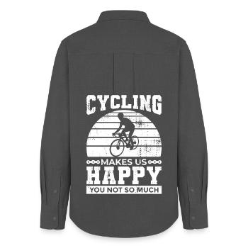 Blague de cycliste - Chemise Oxford Femme - charbon - Dos - AI Model Female 172 light (172cm)