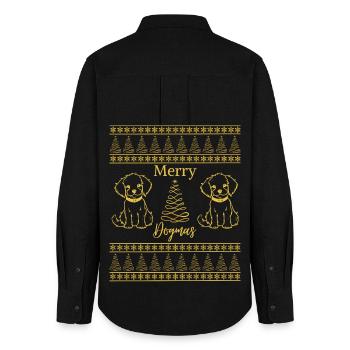 Merry Dogmas Dog Lover Christmas Mood - Women's Oxford Shirt - black - Back - AI Model Female 172 light (172cm)