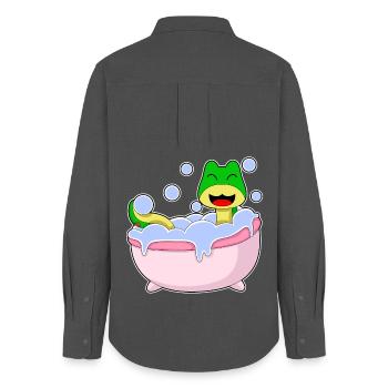 Snake Bathing Bathtub - Women's Oxford Shirt - anthracite - Back - AI Model Female 172 light (172cm)