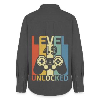 Level 49 Unlocked Funny Video Gamer 48Th Birthday - Women's Oxford Shirt - anthracite - Back - AI Model Female 172 light (172cm)
