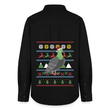 Ugly Christmas Taube - Frauen Oxford Hemd - Schwarz - Hinten - AI Model Female 172 light (172cm)