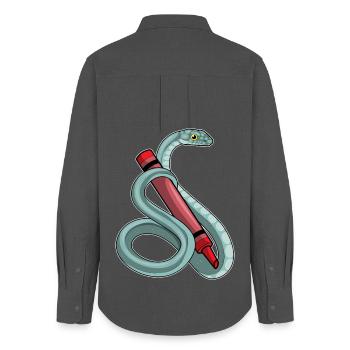Snake Student Crayon School - Women's Oxford Shirt - anthracite - Back - AI Model Female 172 light (172cm)