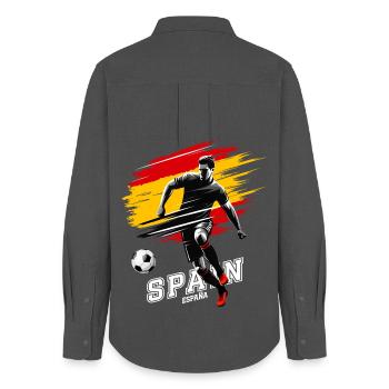 Fußball Spanien España Flagge Fahne Spieler - Frauen Oxford Hemd - Anthrazit - Hinten - AI Model Female 172 light (172cm)