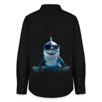 Shark Shark Tiger Shark Gray Shark Sharks Great White Shark - Women's Oxford Shirt - black - Back - AI Model Female 172 light (172cm)