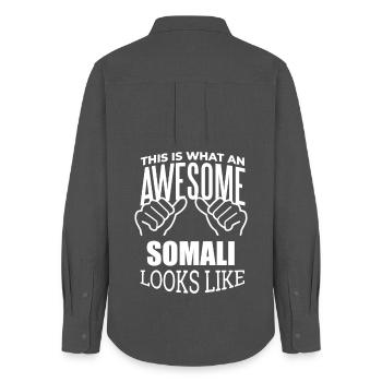 Somalia - Frauen Oxford Hemd - Anthrazit - Hinten - AI Model Female 172 light (172cm)