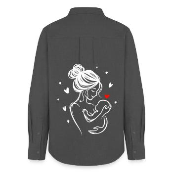 You are my little great love – mother and child - Women's Oxford Shirt - anthracite - Back - AI Model Female 172 light (172cm)