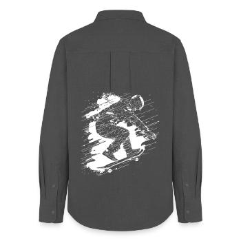 Skateboarder - Frauen Oxford Hemd - Anthrazit - Hinten - AI Model Female 172 light (172cm)