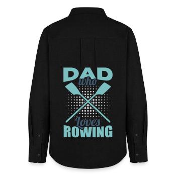 Rowing father - Women's Oxford Shirt - black - Back - AI Model Female 172 light (172cm)