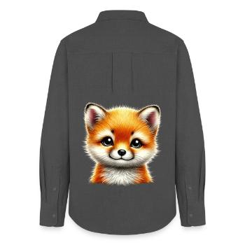 renard mignon renard petit design - Chemise Oxford Femme - charbon - Dos - AI Model Female 172 light (172cm)