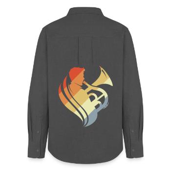 Vintage Tuba Player Sketch - Women's Oxford Shirt - anthracite - Back - AI Model Female 172 light (172cm)