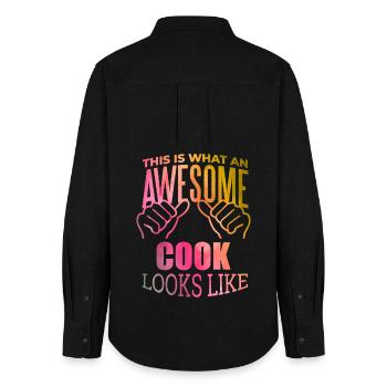 Cooking - Women's Oxford Shirt - black - Back - AI Model Female 172 light (172cm)