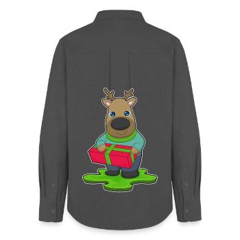 Reindeer Christmas Package - Women's Oxford Shirt - anthracite - Back - AI Model Female 172 light (172cm)