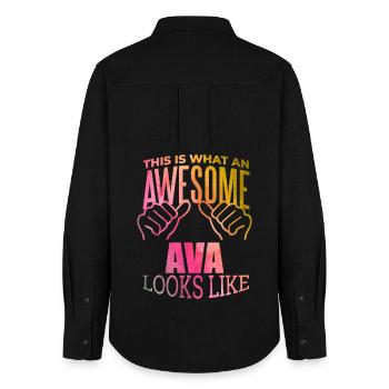 Ava - Women's Oxford Shirt - black - Back - AI Model Female 172 light (172cm)