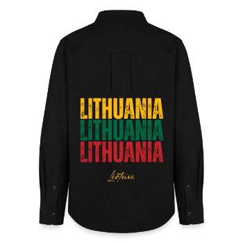 Flag of Lithuania, Lithuanian pride - Women's Oxford Shirt - black - Back - AI Model Female 172 light (172cm)