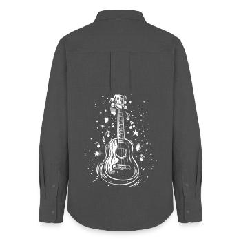 Ukulele Skizze - Frauen Oxford Hemd - Anthrazit - Hinten - AI Model Female 172 light (172cm)