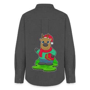 Reindeer Christmas Package - Women's Oxford Shirt - anthracite - Back - AI Model Female 172 light (172cm)