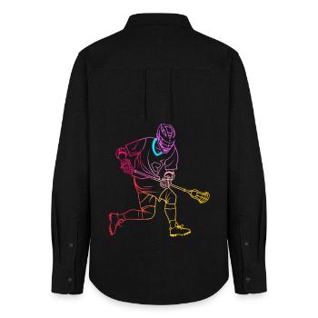 Lacrosse Player Drawing - Women's Oxford Shirt - black - Back - AI Model Female 172 light (172cm)