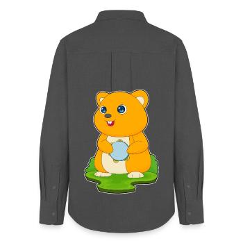 Hamster Musicien Drum Musique - Chemise Oxford Femme - charbon - Dos - AI Model Female 172 light (172cm)