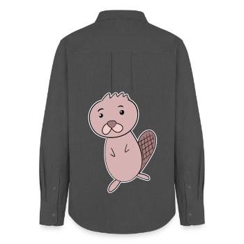 Animal castor - Chemise Oxford Femme - charbon - Dos - AI Model Female 172 light (172cm)