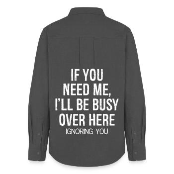If you need me I'll be busy - Women's Oxford Shirt - anthracite - Back - AI Model Female 172 light (172cm)
