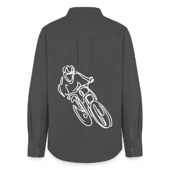 Mountainbike Freeride Zeichnung - Frauen Oxford Hemd - Anthrazit - Hinten - AI Model Female 172 light (172cm)
