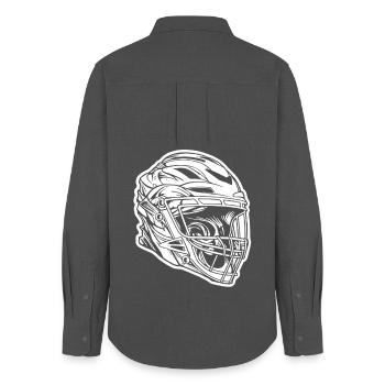 Lacrosse Helmet Sketch - Women's Oxford Shirt - anthracite - Back - AI Model Female 172 light (172cm)