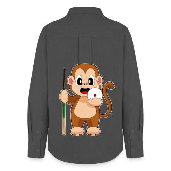 Queue de billard Monkey - Chemise Oxford Femme - charbon - Dos - AI Model Female 172 light (172cm)