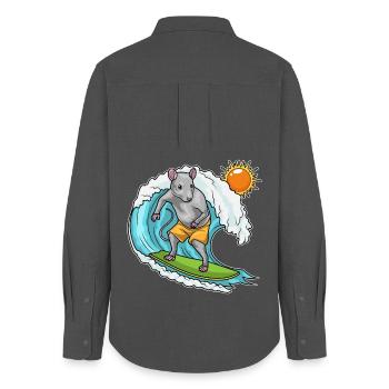 Ratte Surfen Surfbrett Sommer - Frauen Oxford Hemd - Anthrazit - Hinten - AI Model Female 172 light (172cm)