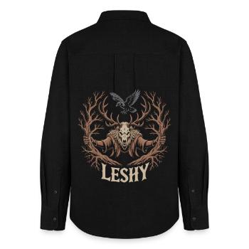 Leshy | Earth Element Forest Guardian - Women's Oxford Shirt - black - Back - AI Model Female 172 light (172cm)