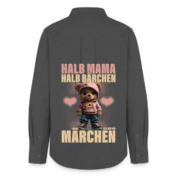 Half Mom Half Bear Fairy Tale Mom Gift - Women's Oxford Shirt - anthracite - Back - AI Model Female 172 light (172cm)