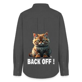 Un chat rouge mignon et maléfique dit de s’en aller ! Reculer! - Chemise Oxford Femme - charbon - Dos - AI Model Female 172 light (172cm)