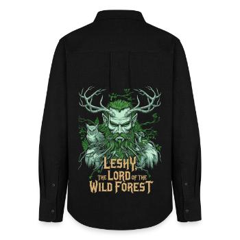 Leshy Herr des wilden Waldes Design - Frauen Oxford Hemd - Schwarz - Hinten - AI Model Female 172 light (172cm)