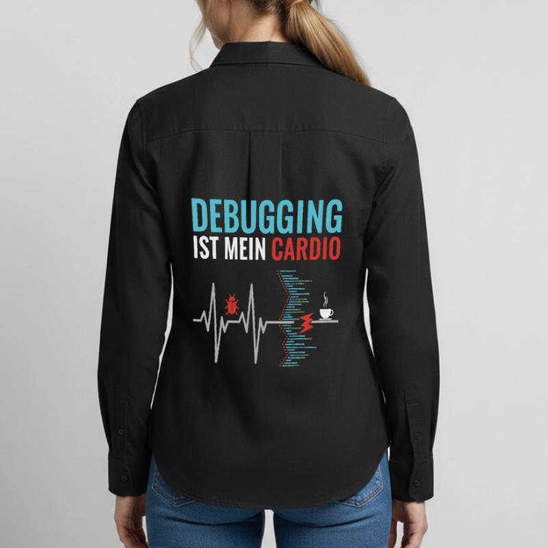 Debugging is my cardio - programmer nerd Women's Oxford Shirt