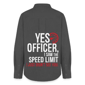 Ouais officier j’ai vu la limite de vitesse je n’ai tout simplement pas - Chemise Oxford Femme - charbon - Dos - AI Model Female 172 light (172cm)