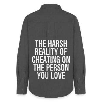the harsh reality of cheating on the person you - Women's Oxford Shirt - anthracite - Back - AI Model Female 172 light (172cm)
