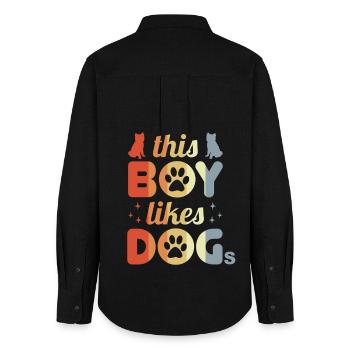 Boy who likes dogs - Women's Oxford Shirt - black - Back - AI Model Female 172 light (172cm)