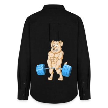 Chien musclé golden retriever Poids de levage - Chemise Oxford Femme - noir - Dos - AI Model Female 172 light (172cm)