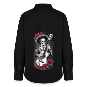 Día de los Muertos Musician Shirt - Women's Oxford Shirt - black - Back - AI Model Female 172 light (172cm)