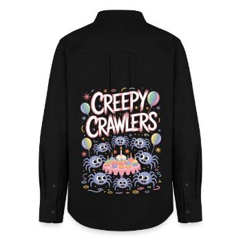 Creepy Crawlers Party Design - Women's Oxford Shirt - black - Back - AI Model Female 172 light (172cm)