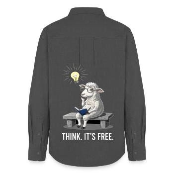 Thinking Sheep - Freedom - Women's Oxford Shirt - anthracite - Back - AI Model Female 172 light (172cm)