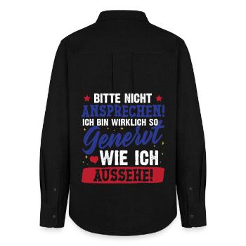 Malle NICHT ANSPRECHEN Mallorca Party Lustig - Frauen Oxford Hemd - Schwarz - Hinten - AI Model Female 172 light (172cm)