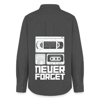 Retro Kassette Design für Musikfans - Frauen Oxford Hemd - Anthrazit - Hinten - AI Model Female 172 light (172cm)