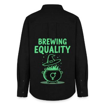 Brewing Equality – Feminism Halloween Saying - Women's Oxford Shirt - black - Back - AI Model Female 172 light (172cm)
